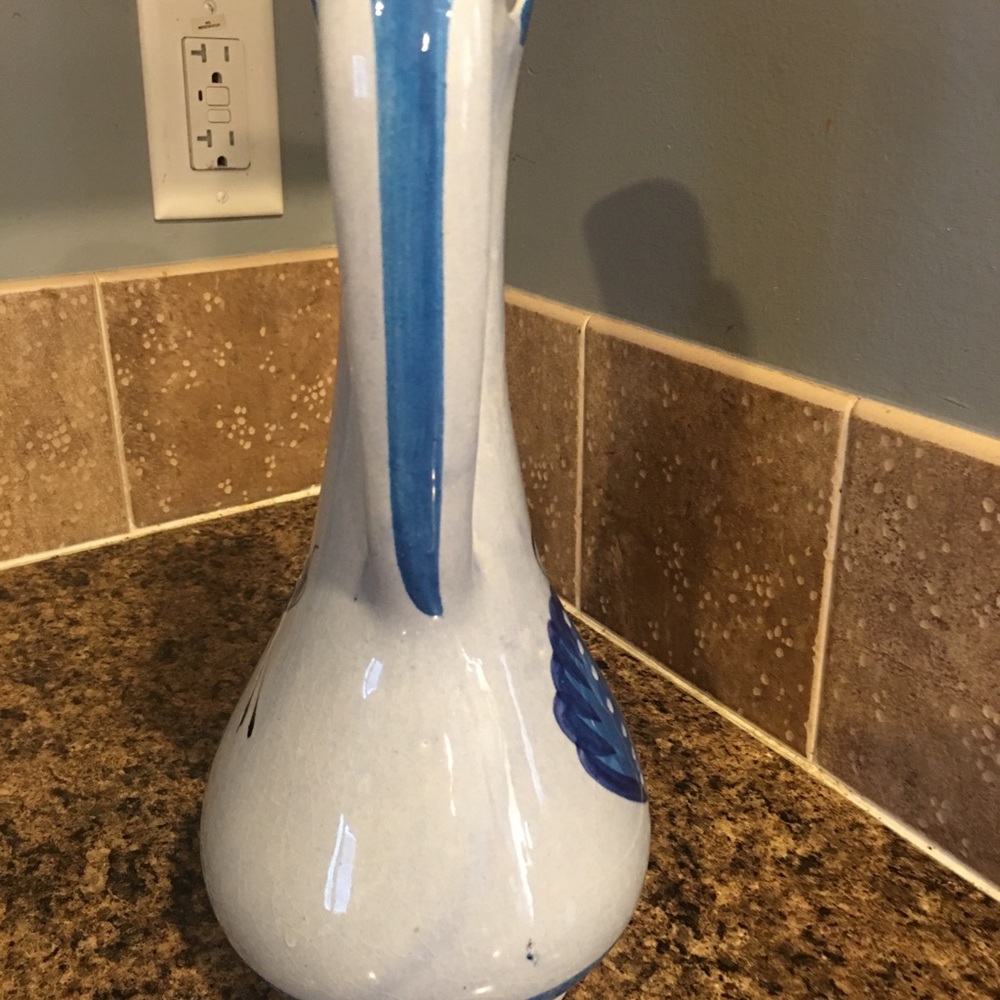 - Tonala Mexico Blue Pottery Vase/Pitcher - Picture 5 of 8
